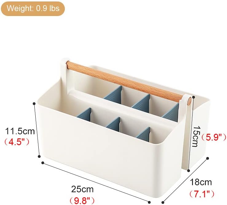Vidifor Large Portable Basket with Handle, Plastic Craft Storage Organizer Caddy Tote with Adjustable Divided for Makeup Art Supplies, Sewing, Colored Pencils-Blue - Image 2